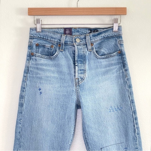 Res Ipsa Custom Levi’s Jeans Wedgie Straight Ankle High Waist Tango Light 25 - Picture 2 of 16